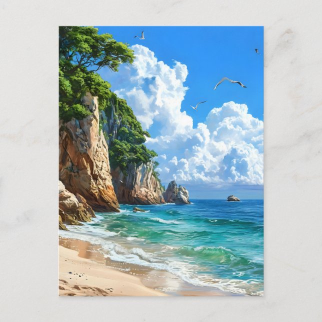 Scenic Seaside Landscape Postcard (Front)