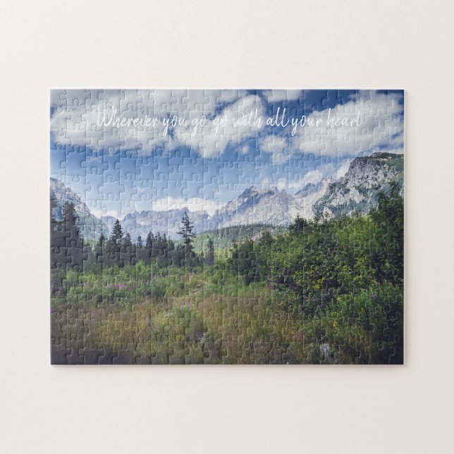 Scenic summer mountain landscape with a meadow  jigsaw puzzle (Horizontal)