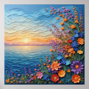 Scenic Sunrise Over a Serene Ocean Poster