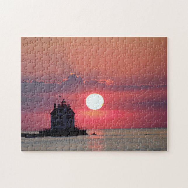 Scenic Sunset Lighthouse Jigsaw Puzzle (Horizontal)