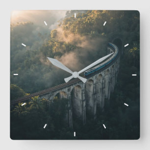 Scenic Train Bridge Wall Clock   Vintage Railway 