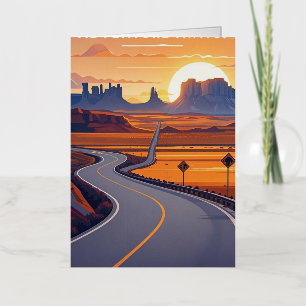 Scenic travel adventures on winding road foil greeting card