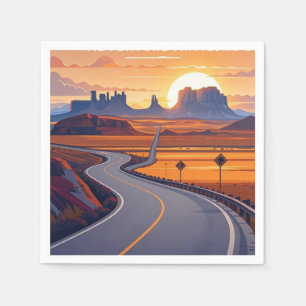 Scenic travel adventures on winding road napkin