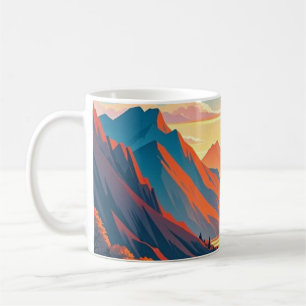 Scenic travel on winding road, sunsets coffee mug