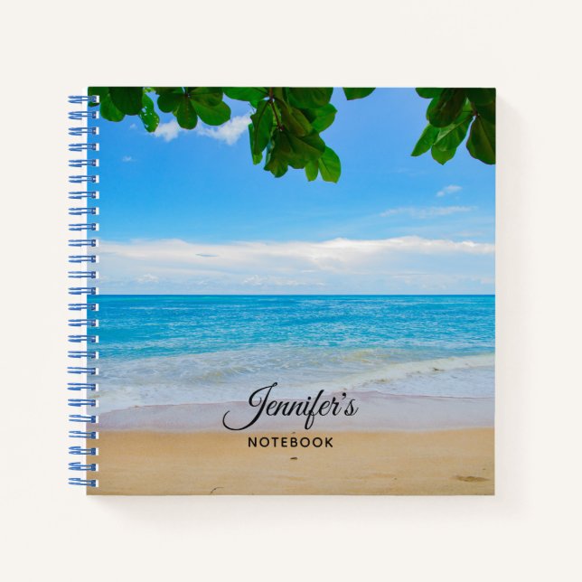 Scenic Tropical Beach Sun Sand and Surf Notebook (Front)