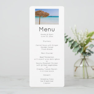 Scenic Tropical Beach with Straw Umbrella Invitation
