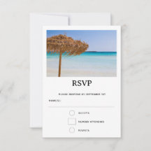 Scenic Tropical Beach with Straw Umbrella Wedding