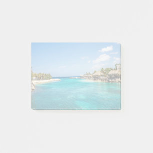 Scenic Tropical Beach with Thatched Huts Photo Post-it Notes