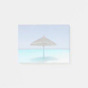 Scenic Tropical Beach with Thatched Umbrella Post-it Notes