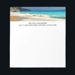 Scenic Turquoise Blue Sea Beach Photo Notepad<br><div class="desc">A notepad with a beautiful photograph featuring a turquoise blue sea and a sandy beach with waves of foamy surf.</div>