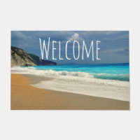 Scenic Turquoise Blue Sea Beach Photo Welcome