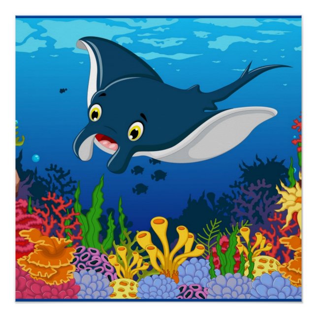 Scenic Underwater Display Stingray Corals Reed   Poster (Front)