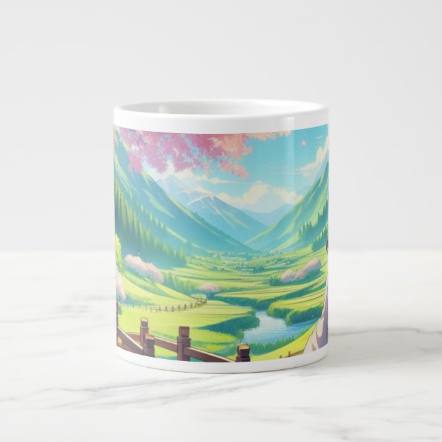 'Scenic Valley Landscape' Artistic Jumbo Mug (Front)
