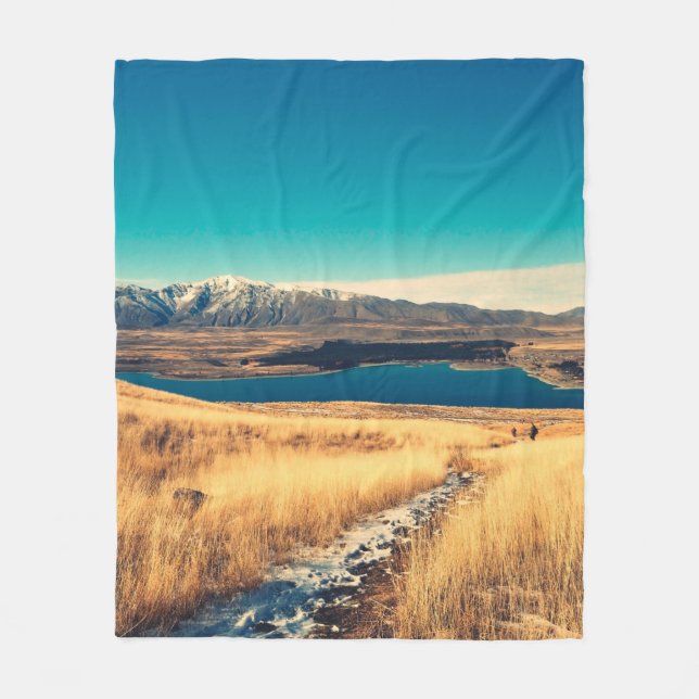 Scenic view in Mt. John summit view point,  Lake T Fleece Blanket (Front)