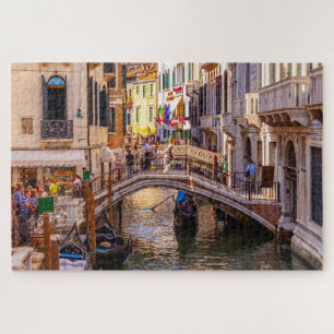 Scenic view of canal and a bridge in Venice, Italy Jigsaw Puzzle