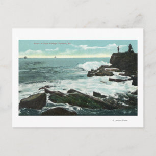 Scenic View of Cape Cottage of the Rocky Shore Postcard