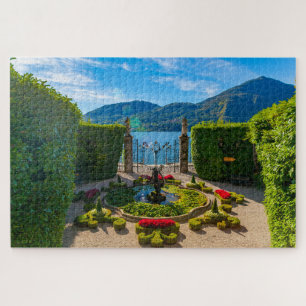 Scenic view of garden in Villa on Lake Como, Italy Jigsaw Puzzle