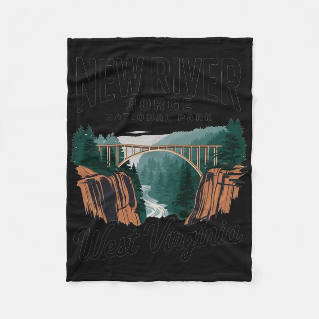 Scenic View Of New River Gorge National Park West  Fleece Blanket (Front)