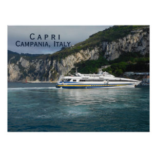 Scenic View of Passenger Boat Capri Italy Poster