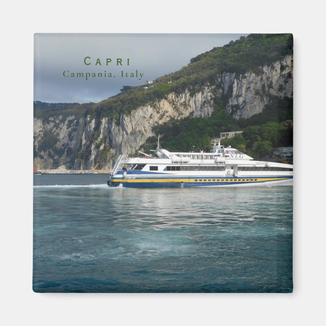 Scenic View of Passenger Boat in Capri Italy Magnet (Front)