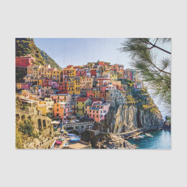 Scenic Village, Cinque Terre, Liguria, Italy  Tissue Paper (Front)