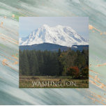 Scenic Washington Mount Rainier Landscape Tile<br><div class="desc">Ceramic tile featuring a scenic landscape photo image of snow covered Mount Rainier and a green valley in the Pacific Northwest state of Washington. Select your tile size. Makes a great kitchen trivet and travel souvenir!</div>