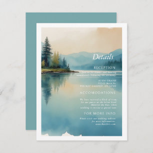 Scenic Watercolor Pine trees and Lakeside Details Enclosure Card