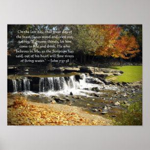 Scenic Waterfall John 7:37 Poster