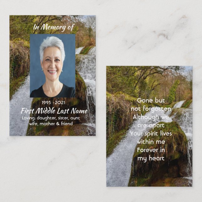 Scenic Waterfall Landscape  Memorial Keepsake  Business Card (Front/Back)