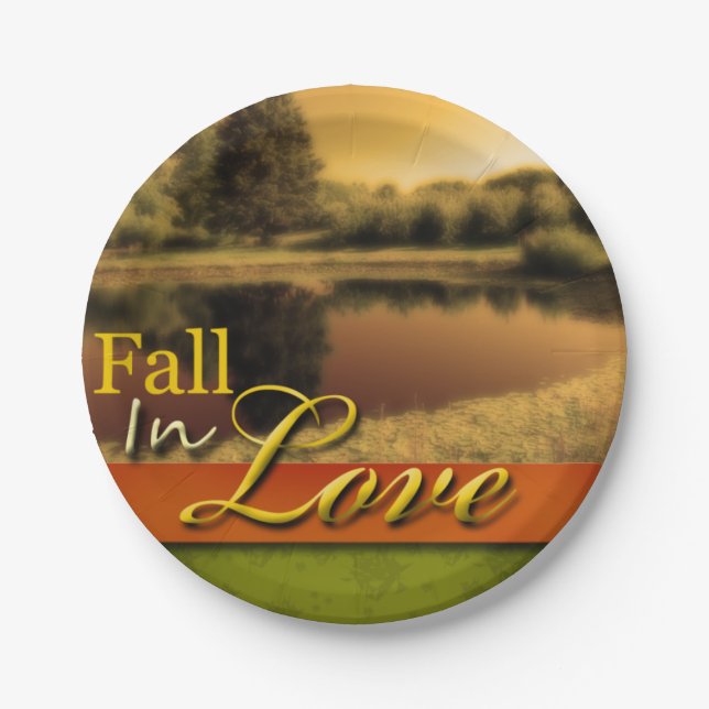 Scenic Wedding Fall In Love Autumn Rustic Photo Paper Plate (Front)