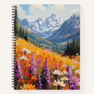 Scenic Wildflowers and Mountains Fine Art Notebook