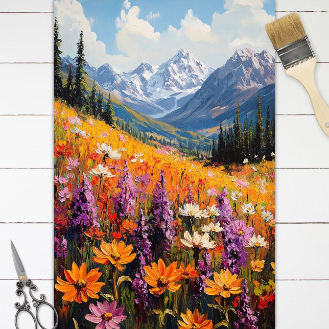 Scenic Wildflowers Mountains Fine Art Decoupage Tissue Paper (Creator Uploaded)