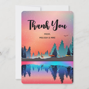 Scenic Winter Lake with Deer Christmas Thank You Card