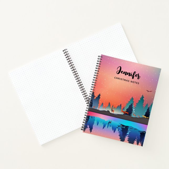 Scenic Winter Lake with Deer Notebook (Inside)