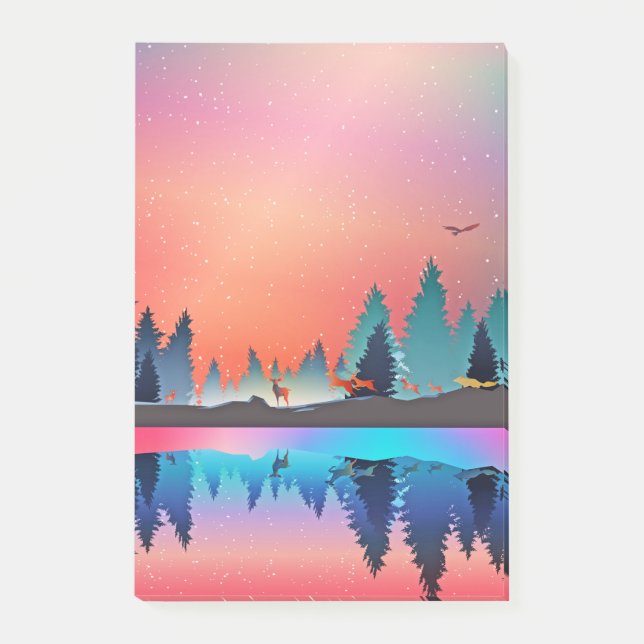 Scenic Winter Lake with Deer Post-it Notes (Front)