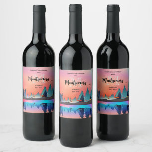 Scenic Winter Lake with Deer Wine Making Label
