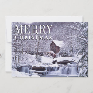 Scenic Winter View of Glad Creek Grist Mill Holiday Card