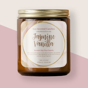 Scented Candles Neutral Pink Brushstroke Gold Chic Square Sticker