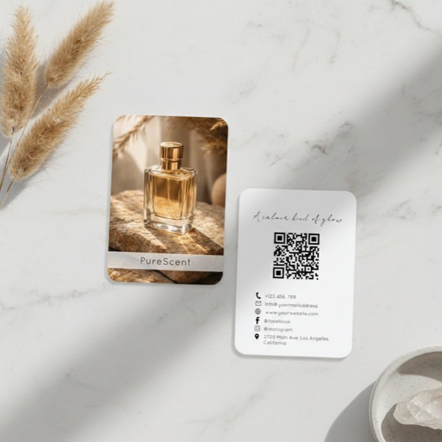 Scented Perfume Fragrance Shop Photo QR Code  Business Card (Creator Uploaded)
