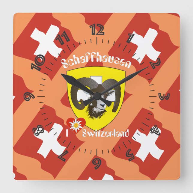 Schaffhausen - Schweiz - Suisse - Svizzera Uhr Square Wall Clock (Front)