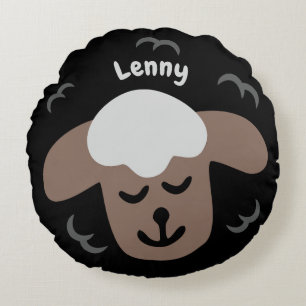 Scharzes Schaf - personalisierbares Kinderkissen Round Cushion