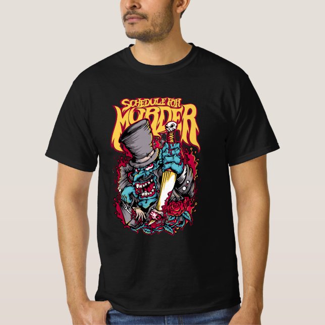  Schedule for Murder – Horror Comic Halloween T-Shirt (Front)