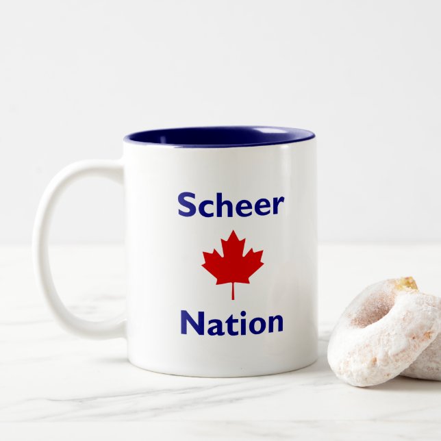 Scheer Nation Canada Election Red Maple Leaf Colou Two-Tone Coffee Mug (With Donut)