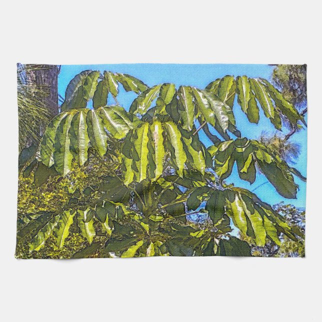 Schefflera Umbrellas Kitchen Towel 1 (Horizontal)