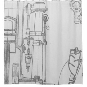 Schematic Drawing Old blueprint rustic colours sof Shower Curtain