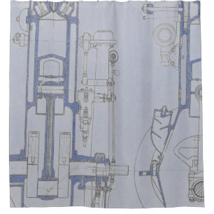Schematic Drawing Old blueprint rustic colours sof Shower Curtain