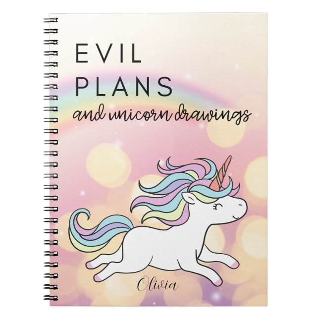 Schemes & Sparkles: Evil Plans and Unicorns Notebook (Front)