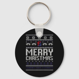 Schenectady Patriots Logo Merry Christmas Ugly Swe Key Ring