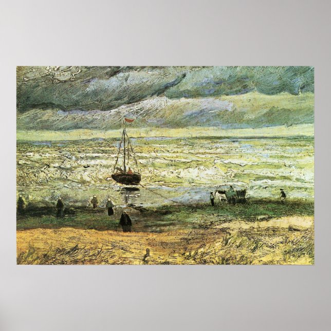 Scheveningen beach in stormy weather by van Gogh Poster (Front)