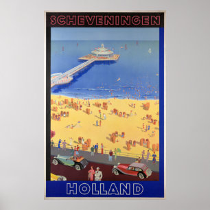 Scheveningen in Holland Vintage Travel Poster Rest